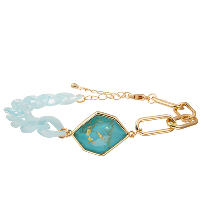 Pulseras de la alambrada de Crystal Glass Beads Metal Handmade con turquesa hexagonal