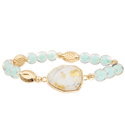 5 pulseras hechas a mano de las cuentas de cristal de los colores fijadas con oro platearon la turquesa irregular