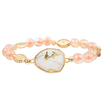 5 pulseras hechas a mano de las cuentas de cristal de los colores fijadas con oro platearon la turquesa irregular