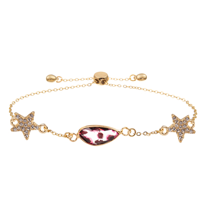 Pulsera de la alambrada del Zircon del brazalete del encanto de la forma de la estrella con el cristal tallado plateado oro