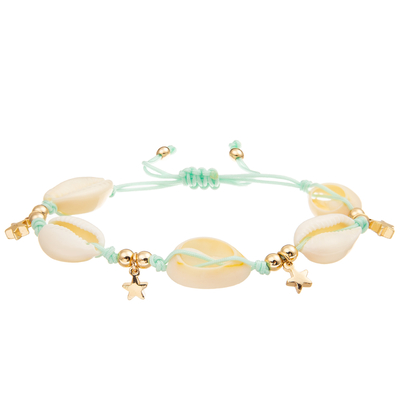 Cauri trenzado ajustable Shell Bracelet Set Bohemian Seashell del mar para las mujeres