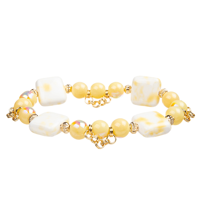 4 bloque de cerámica cuadrado de Crystal Beads Bracelets With 4 hechos a mano de los colores