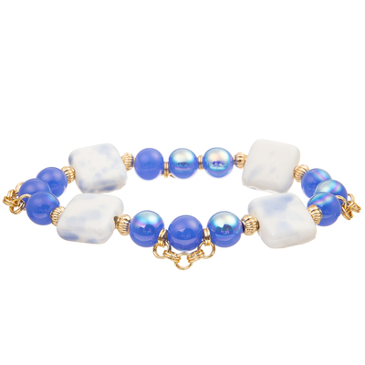 4 bloque de cerámica cuadrado de Crystal Beads Bracelets With 4 hechos a mano de los colores