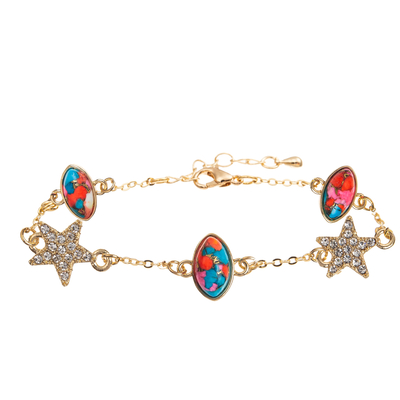 Pulsera hecha a mano de la alambrada con rectángulo/Sakura/la estrella/el colgante del Zircon
