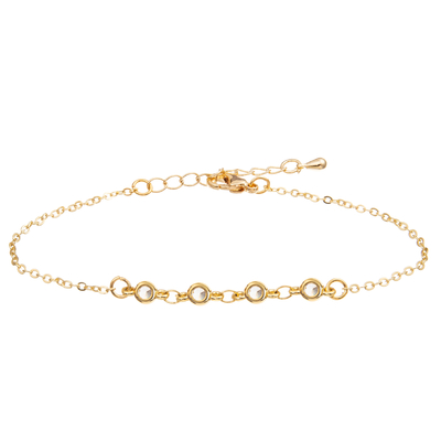 Clip de papel plateado oro Pin Shape Chain Link Bracelet de la barra con 3 Zircons