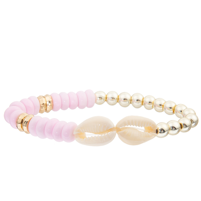 El cálculo biliar negro de cristal hecho a mano de 4 colores gotea las pulseras fijadas con la concha marina 2