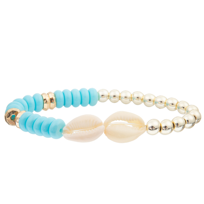 El cálculo biliar negro de cristal hecho a mano de 4 colores gotea las pulseras fijadas con la concha marina 2