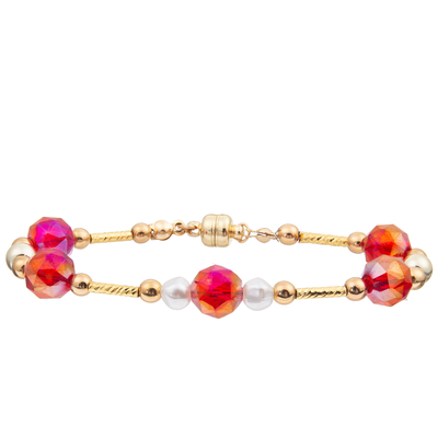 La pulsera de agua dulce de la perla fijó con 4 colores Crystal Faceted Beads Magnetic Buckle