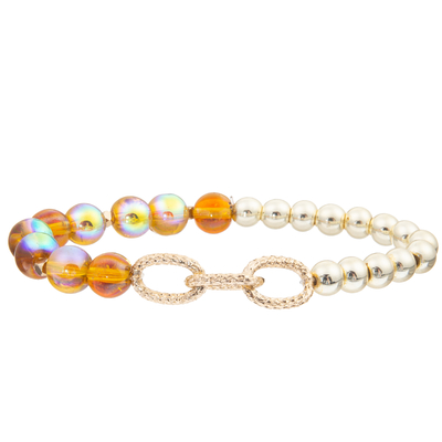 El cálculo biliar negro hecho a mano gotea las pulseras de la alambrada con 5 cuentas de cristal de los colores