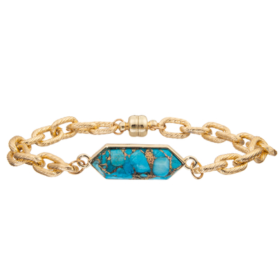 Pulsera magnética del brazalete de la alambrada de la torsión de la hebilla con la turquesa plateada de plata del octágono