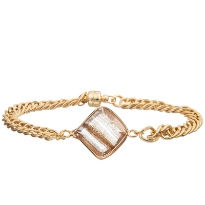 Pulsera magnética de la alambrada de la hebilla con el cristal tallado cuadrilátero plateado oro del Zircon