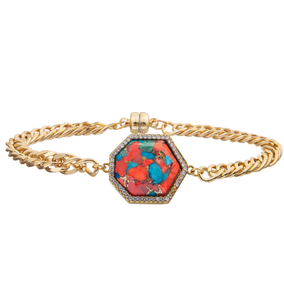 Pulsera magnética de la alambrada de la hebilla con el cristal tallado cuadrilátero plateado oro del Zircon