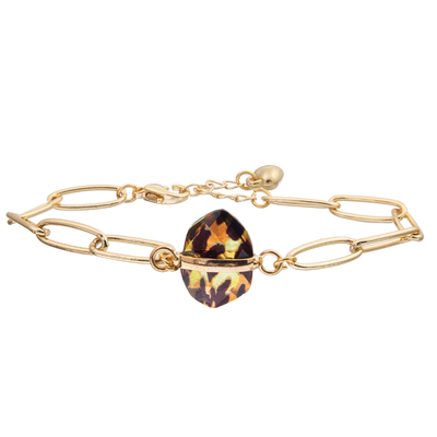 La pulsera del brazalete de la alambrada del PaperClip fijada con oro plateó la turquesa tallada