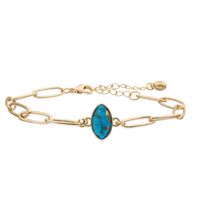 La pulsera del brazalete de la alambrada del PaperClip fijada con oro plateó la turquesa tallada