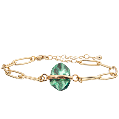 La pulsera del brazalete de la alambrada del PaperClip fijada con oro plateó la turquesa tallada