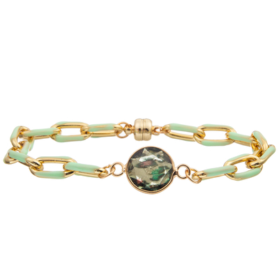 Pulsera de pintura de la alambrada del PaperClip del aceite de la hebilla magnética con el cristal tallado