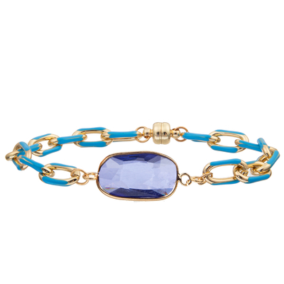 Pulsera de pintura de la alambrada del PaperClip del aceite de la hebilla magnética con el cristal tallado