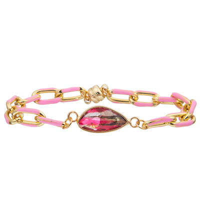 Pulsera de pintura de la alambrada del PaperClip del aceite de la hebilla magnética con el cristal tallado