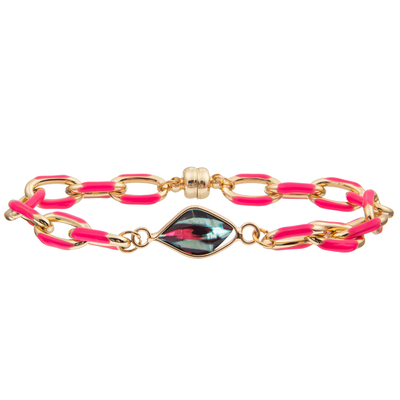 Pulsera de pintura de la alambrada del PaperClip del aceite de la hebilla magnética con el cristal tallado