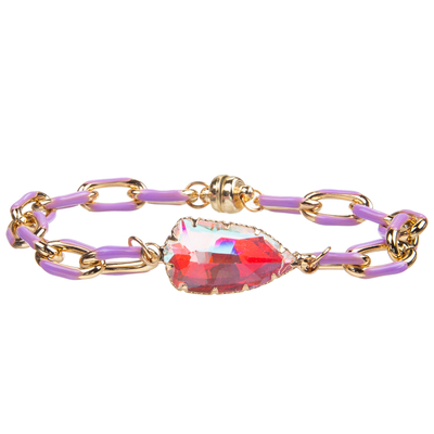 Pulsera de pintura de la alambrada del PaperClip del aceite de la hebilla magnética con el cristal tallado