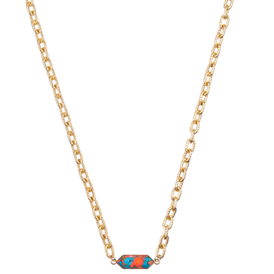 El collar minimalista de la alambrada del clip de papel fijado con hexágono plateado oro talló el cristal