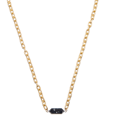 El collar minimalista de la alambrada del clip de papel fijado con hexágono plateado oro talló el cristal