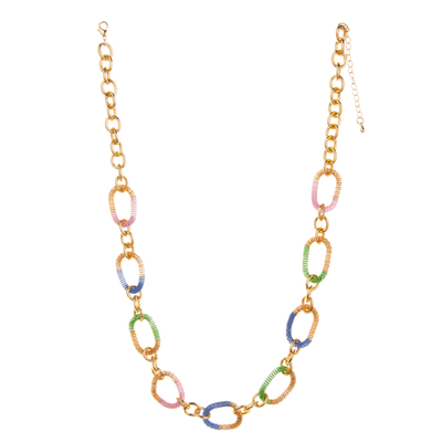 Collar dorado colorido de la alambrada del encanto 14K de la O-cadena para las mujeres