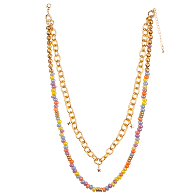 Sistema moldeado multicolor del collar de la alambrada pendiente dorada al por mayor del clip de papel 14K
