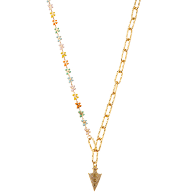 Piedra preciosa dorada moldeada multicolora de la alambrada 14K/collar pendiente de la perla/de la turquesa