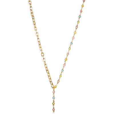Piedra preciosa dorada moldeada multicolora de la alambrada 14K/collar pendiente de la perla/de la turquesa