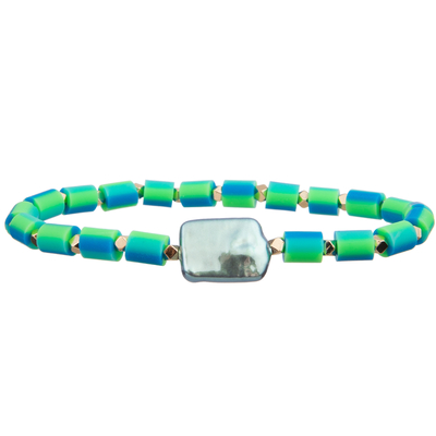 gotas del silicón elásticas con las pulseras hechas a mano de las gotas del multicolor de cristal barroco de la perla