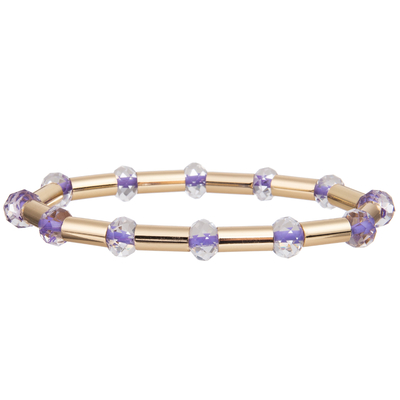 El tubo brillante de cobre amarillo del nuevo oro del estilo 2023 con multicolor hizo frente a Crystal Stretchy Handmade Beads Bracelets