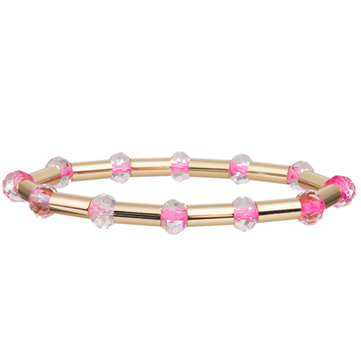 El tubo brillante de cobre amarillo del nuevo oro del estilo 2023 con multicolor hizo frente a Crystal Stretchy Handmade Beads Bracelets