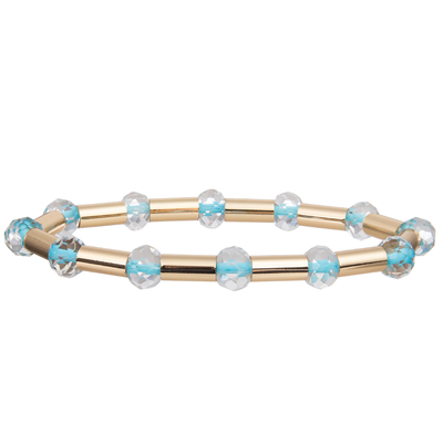 El tubo brillante de cobre amarillo del nuevo oro del estilo 2023 con multicolor hizo frente a Crystal Stretchy Handmade Beads Bracelets