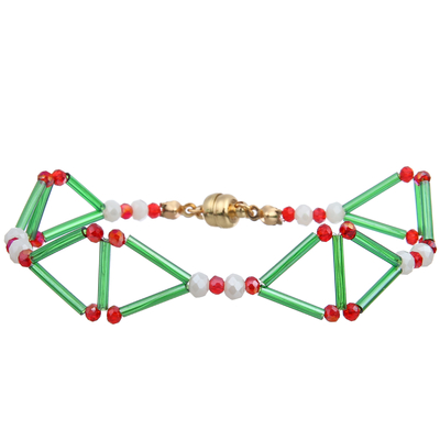 Declaración de triángulo 3D Perlas hechas a mano Brazaletes (naranja/verde/azul)