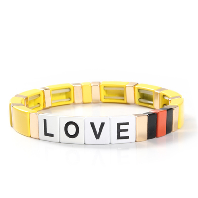 Letras de amor ajustables de la pulsera de la teja del esmalte del arco iris para el regalo