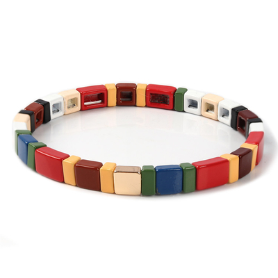 Tamaño hecho a mano de la pulsera de la teja del arco iris del esmalte del metal un para casarse