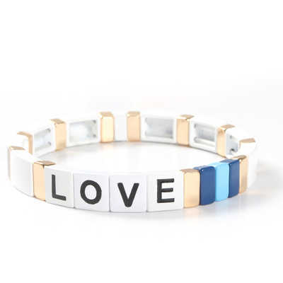 Letras de amor ajustables de la pulsera de la teja del esmalte del arco iris para el regalo