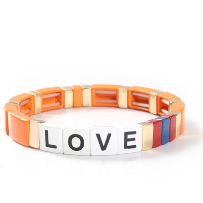 Letras de amor ajustables de la pulsera de la teja del esmalte del arco iris para el regalo