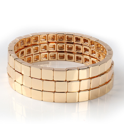 Pulsera hecha a mano de la teja del esmalte, pulseras de la gota de Boho del color oro