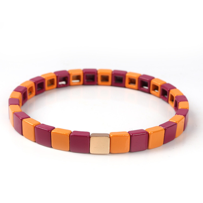 La pulsera geométrica de la teja del esmalte, estiramiento multicolor goteó las pulseras