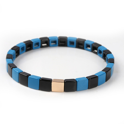 La pulsera geométrica de la teja del esmalte, estiramiento multicolor goteó las pulseras