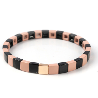 La pulsera geométrica de la teja del esmalte, estiramiento multicolor goteó las pulseras