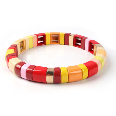 La aleación hecha a mano pintada de la pulsera de la teja del estiramiento del color hizo a mano