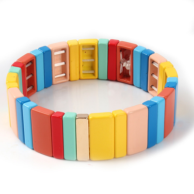 Pulsera multi de la gota de la teja de la pila 3pcs colorida para las mujeres y los hombres