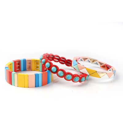 Pulsera multi de la gota de la teja de la pila 3pcs colorida para las mujeres y los hombres