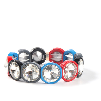 Pulsera hecha a mano de la teja del esmalte del estiramiento, arco iris Crystal Diamond Bead Bracelets
