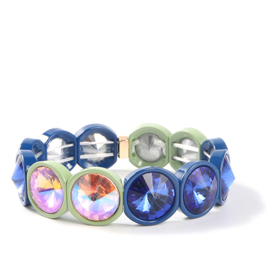 Pulsera hecha a mano de la teja del esmalte del estiramiento, arco iris Crystal Diamond Bead Bracelets