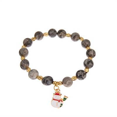 Pulsera de piedra moldeada del regalo de la Navidad, pulsera moldeada del cordón verde del estiramiento