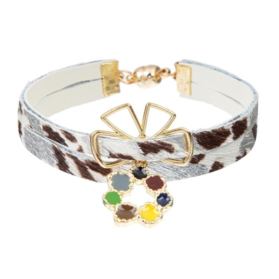 el crin del 18.5cm Handcrafted las pulseras de cuero tiende el estampado de animales elegante para el partido